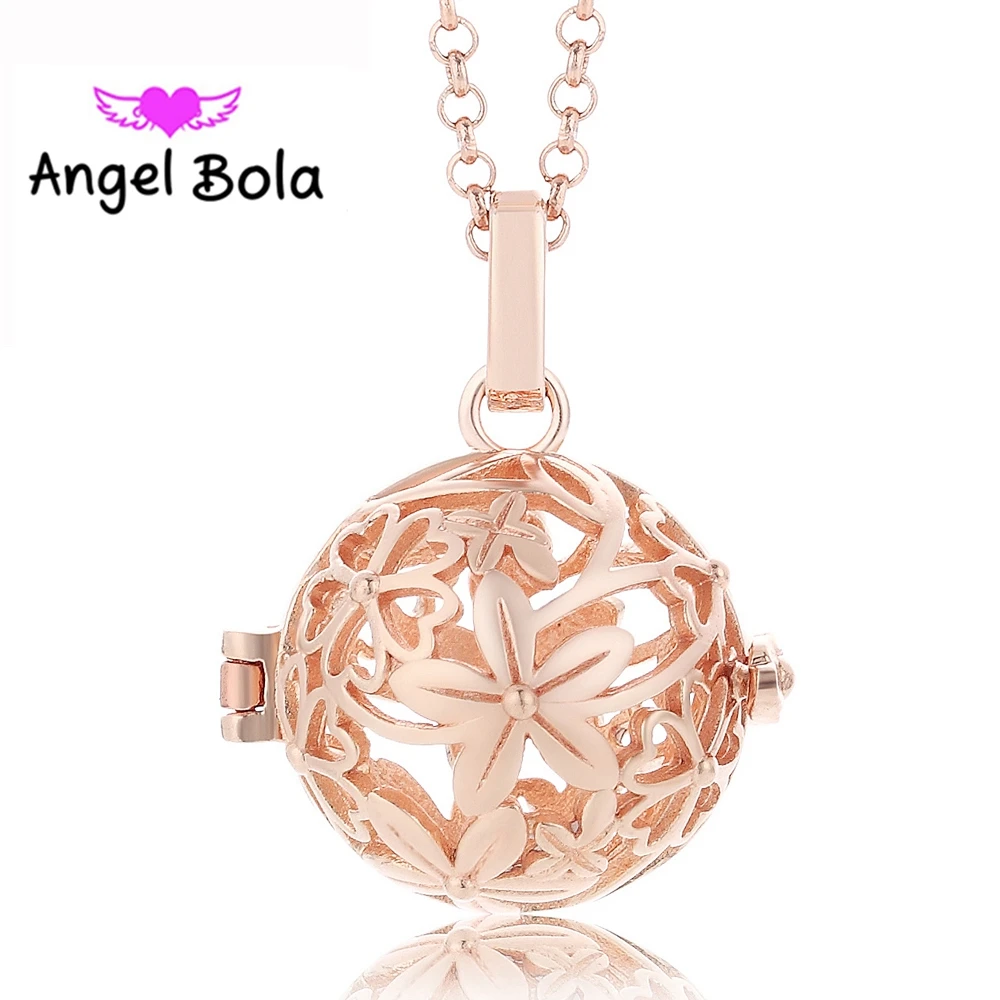 Цветочный узор диффузор эфирное масло клетка ожерелье 20 5 мм Ангел бола кулон для