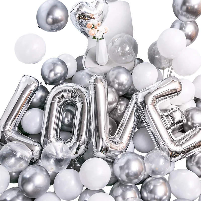 

65pcs/Lot Balloon Set Wedding Room Decoration Supplies Proposal Confession Romantic Bedroom Party Blue Pink Globos Package