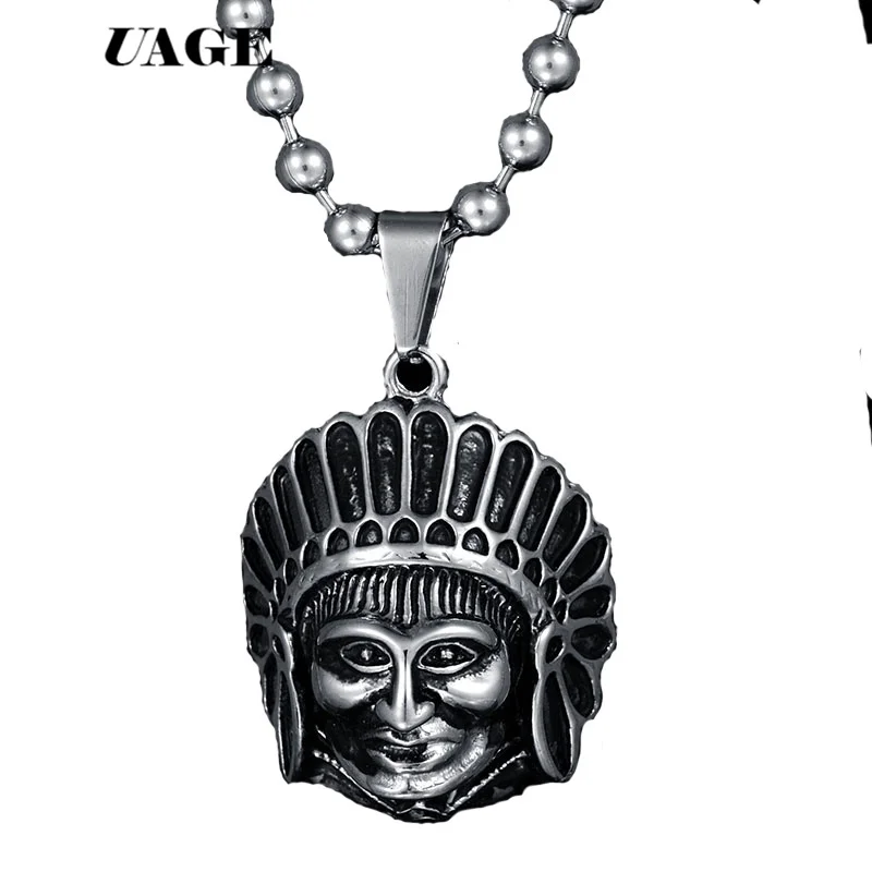 UAGE индийская голова шарма кулон и ожерелья хип хоп Серебристые цепи для мужчин