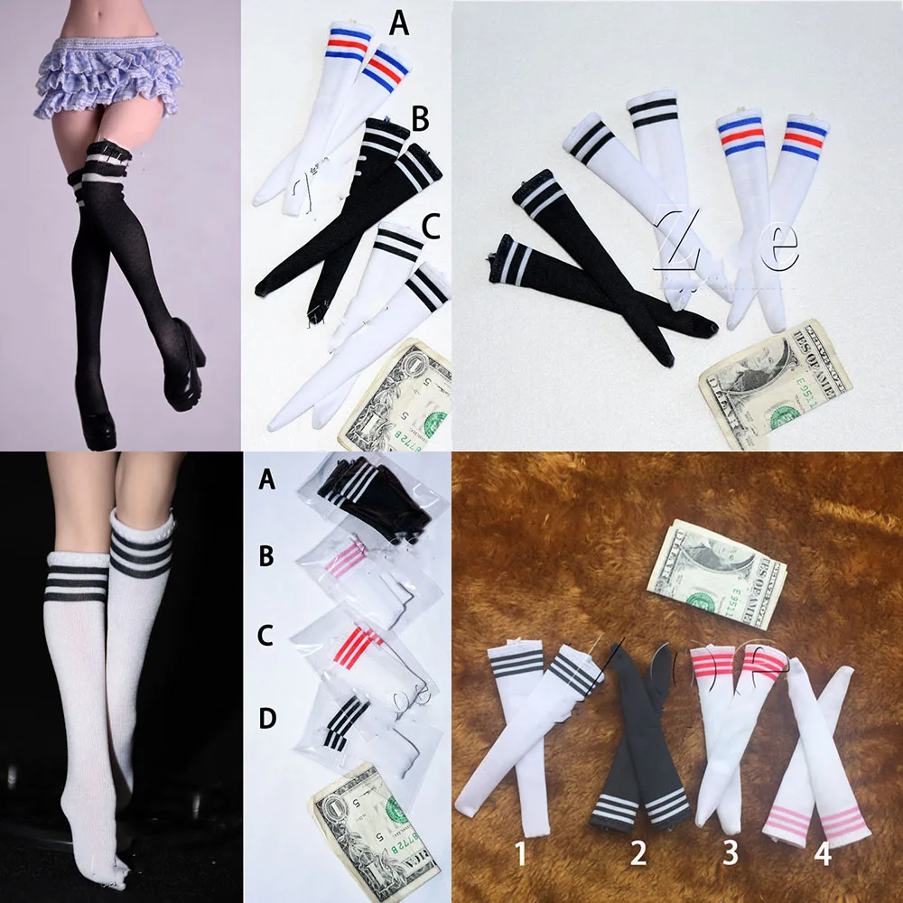 

1/6 Scale Sexy Female Girl Woman High Over Knee White Long/Short Stockings Student Socks for 12" inches Body Figure Accesories