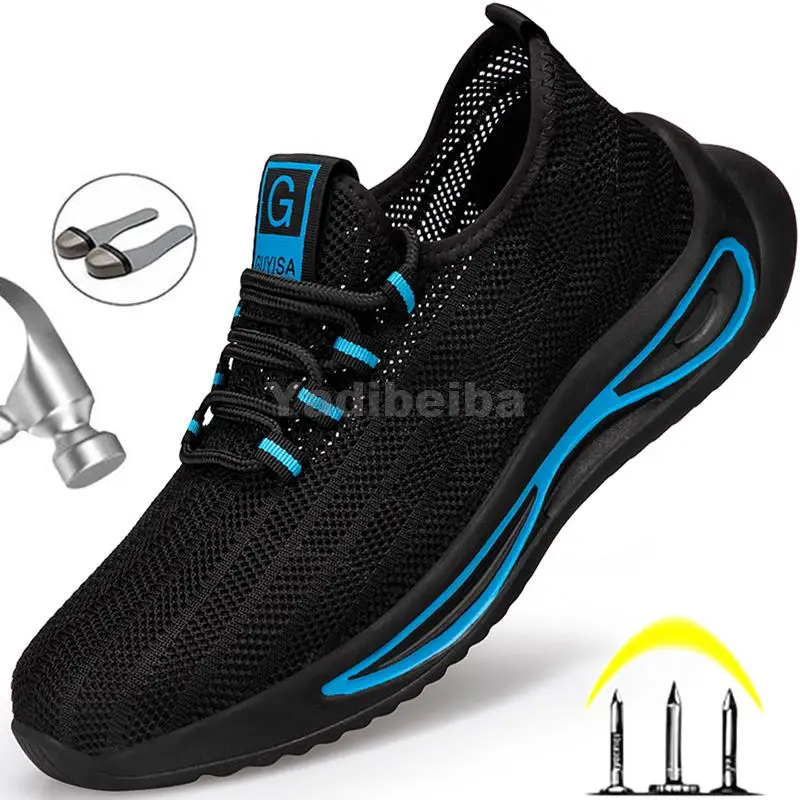 

Дышащая защитная обувь для мужчин и женщин, Мужская рабочая обувь, рабочие кроссовки со стальным носком, сетчатые защитные рабочие ботинки, ...