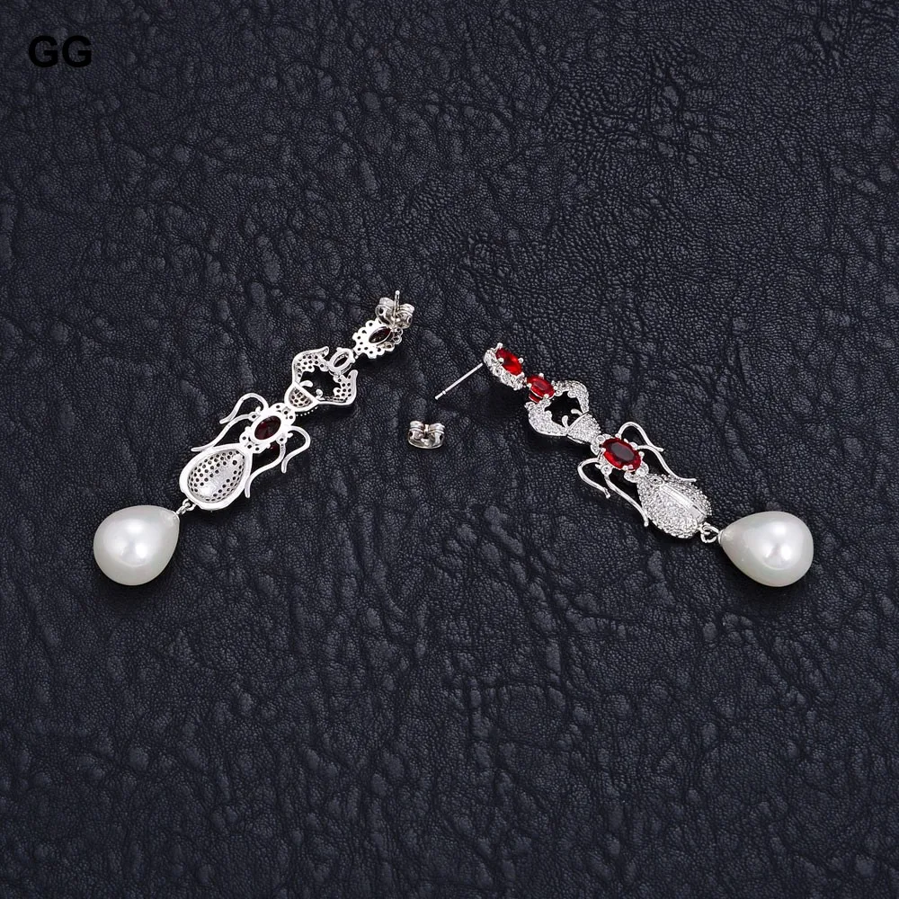 GG ювелирные изделия КАПЛЕВИДНАЯ белая Морская раковина жемчуг Красный Cz