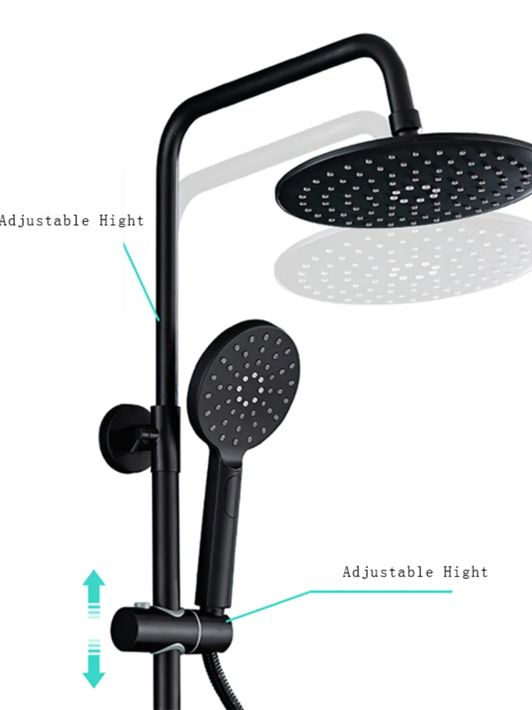 Черный Термостатический смеситель для душа кран и ванны дождевой душевой набор с