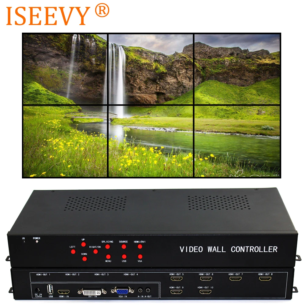 Настенный видеоконтроллер ISEEVY 2x3 3x2 HDMI DVI VGA USB видеопроцессор для 6 ТВ сращивания