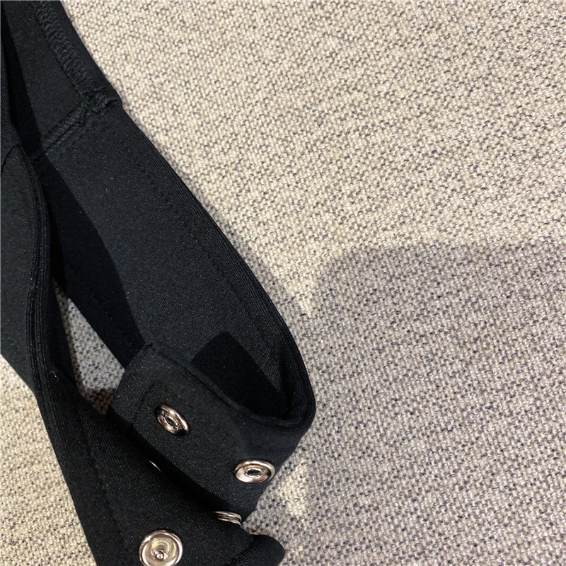 winter new EURONET red with foreign style fashion black and white contrast design sense hang neck sexy one-piece clothes