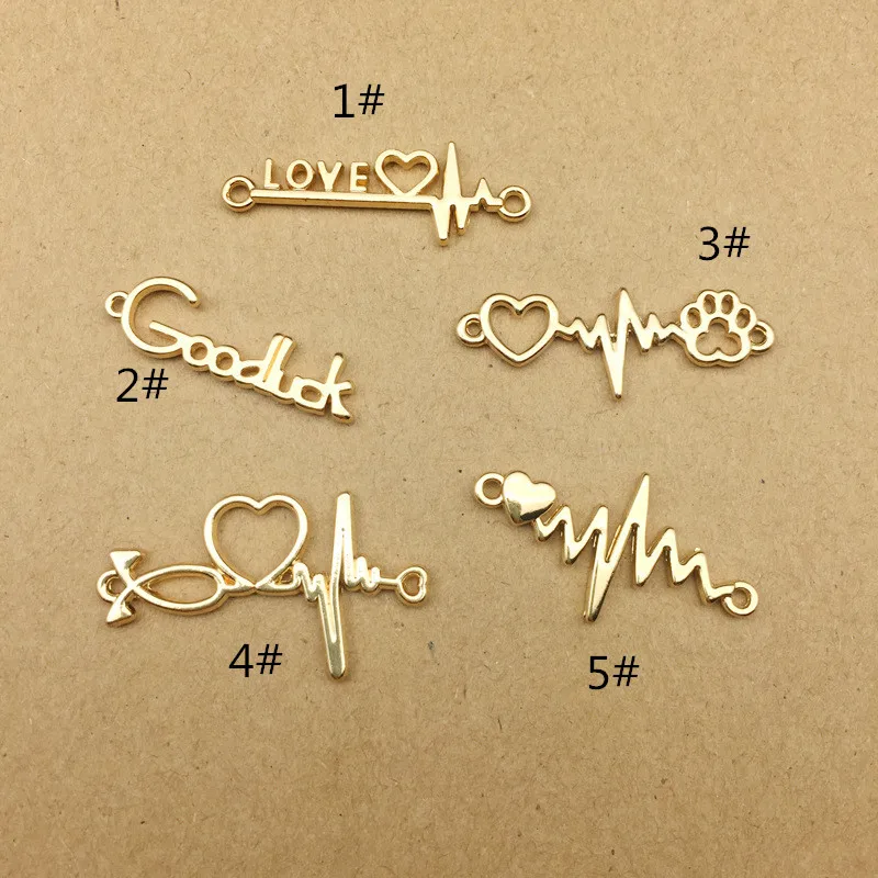 10 шт. подвески в виде сердечного ритма для изготовления ювелирных изделий|Шармы| |