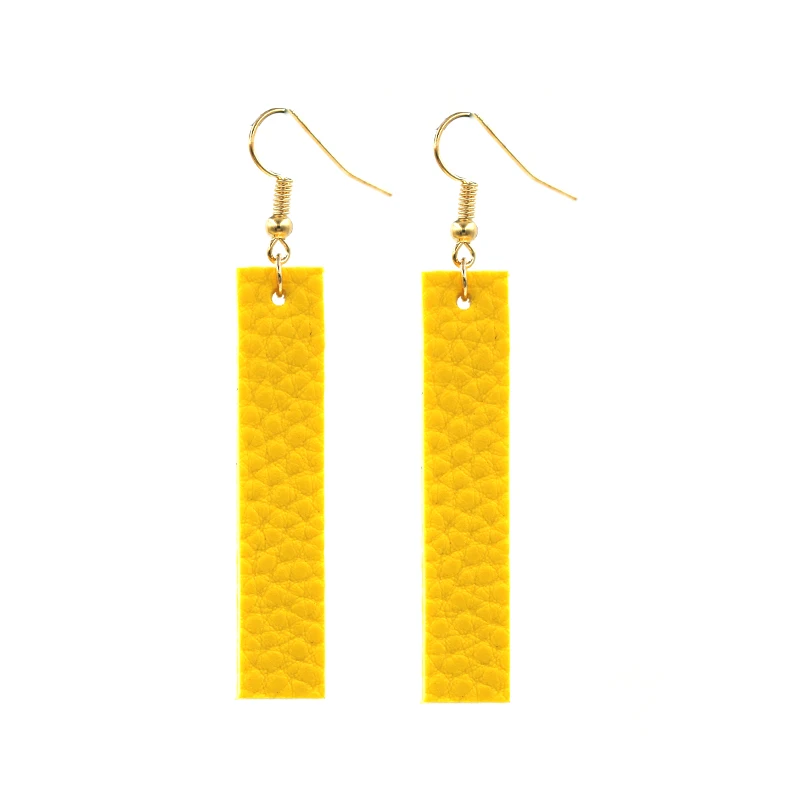 Yellow Новинка, различные цвета, вертикальные серьги из искусственной кожи, простые серьги для женщин - Окраска металла: Yellow