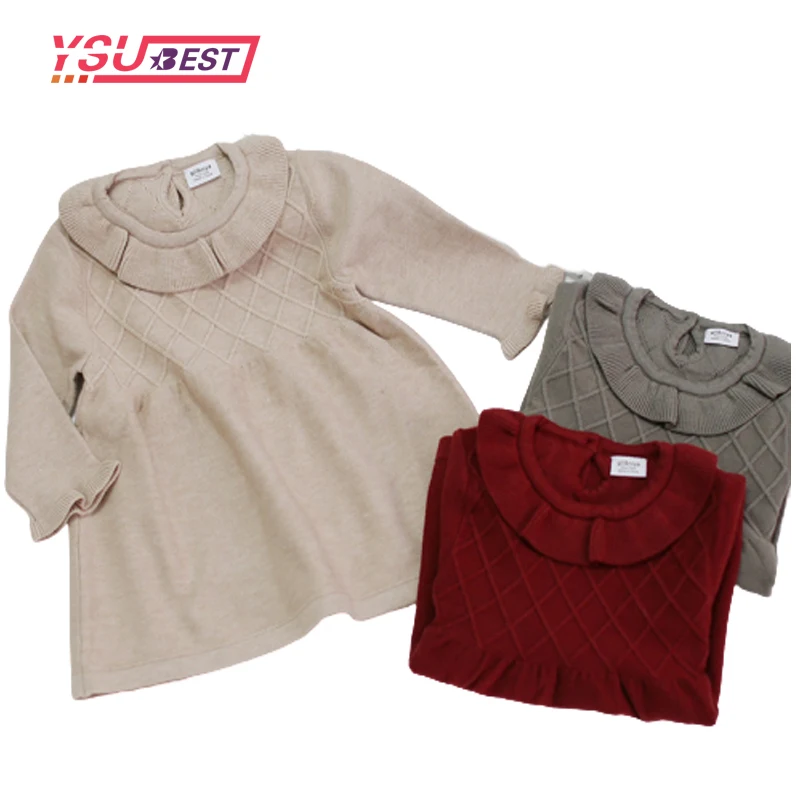 Зимнее трикотажное платье для маленьких девочек от 0 до 4 лет теплое осеннее