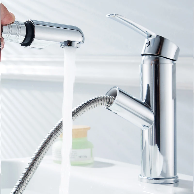 Выдвижной смеситель для раковины в ванную комнату кран с одной ручкой горячей и