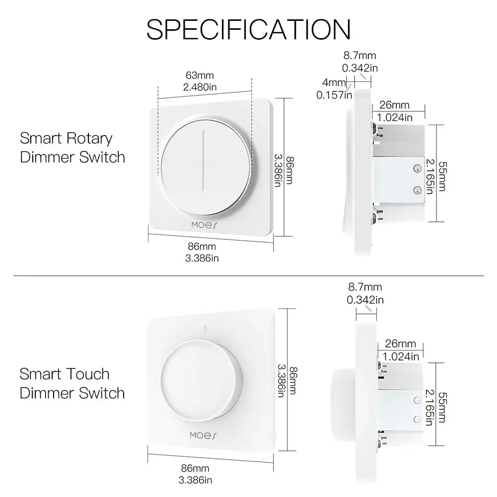 New WiFi Smart Rotary/Touch Light Dimmer Switch Life/Tuya APP Remote Control Works with Alexa Google Voice Assistants EU | Лампы и