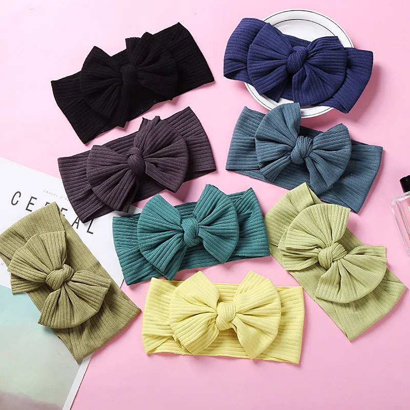 

Autumn Winter Children Bow Hairband Super Three-Dimensional Large Stretch Knotted Baby Stretch Knit Headdress Hair Accessories