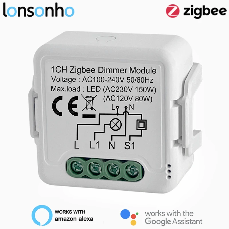 Lonsonho Tuya Zigbee умный диммер с модулем переключения с нейтральным 1 2-х клавишным беспроводным дистанционным управлением - изображение