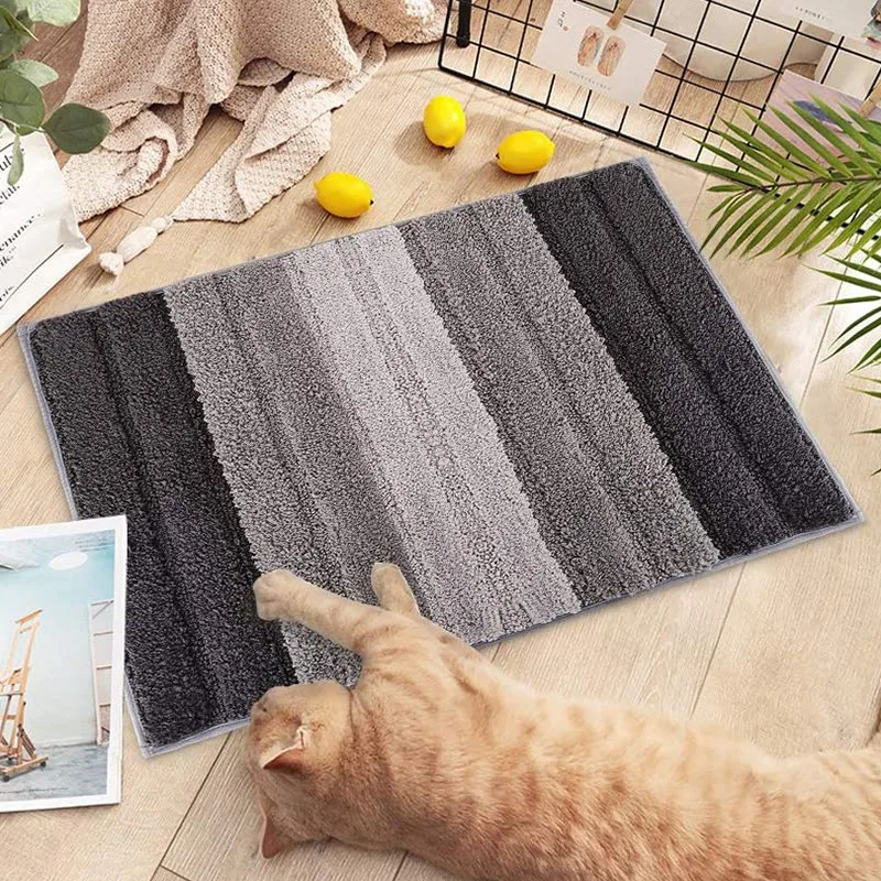 Полосатый дверной коврик нескользящий мягкий из микрофибры для входной двери