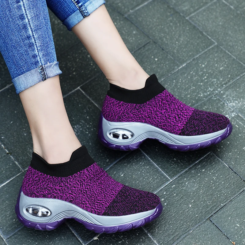 Повседневная прогулочная обувь женская уличная без шнуровки дышащие модные