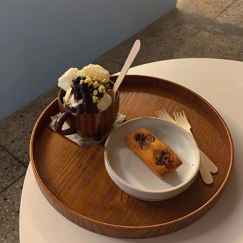 

Wood Tray Plate тарелки для еды Cake Round Wooden Plates service de table assiette поднос Kitchen Dessert Plate