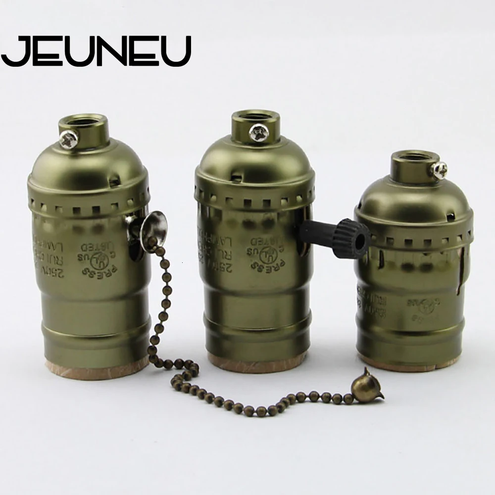 Винтажный Ретро держатель лампы Edison с переключателем ручки выдвижной цепной