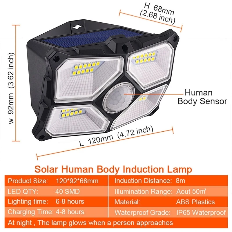 

LED Solar Light Outdoor Solar Lamp PIR Motion Sensor Sunlight control Energy Street Yard Path Home Garden Waterproof Wall Light