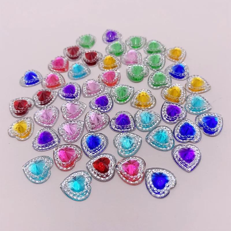 

1000pcs 12mm Shiny Resin Rhinestone Bicolor Heart Button Home Garden Crafts Cabochon Scrapbook DIY Accessories
