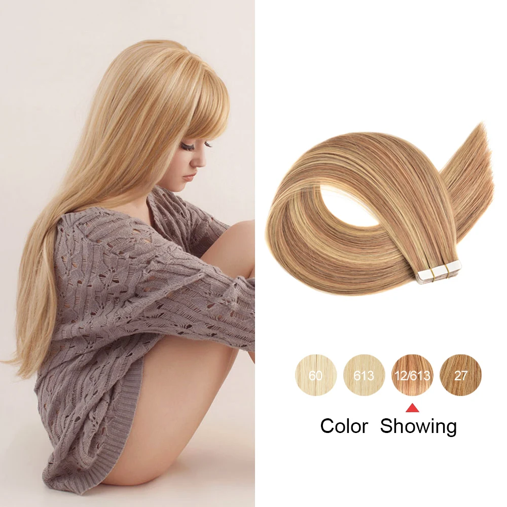 

Gazfairy Tape In Hair Extensions Remy Human Hair PU Skin Weft Natural Straight Hair Invisible Adhesives Extensions Mini Tape Ins