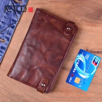 aetoo original handmade wrinkle wallet leather genuine cow leather vertical mens wallets retro money clips short wallet
