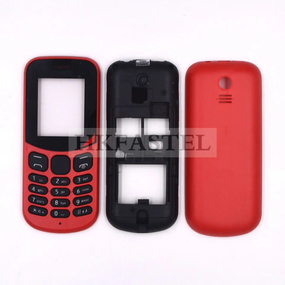 Red Full housing HKFASTEL высококачественный корпус клавиатуры для Nokia 130 Dual SIM Полный Мобильный телефон чехол с клавиатурой - Цвет: Red Full housing