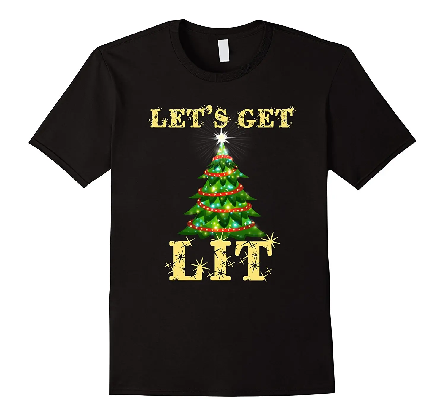 Let's Get Lit Funny Christmas Drinking T-Shirt Brand Cotton Men Clothing Male Slim Fit T Shirt Short Sleeve Casual Printed | Мужская