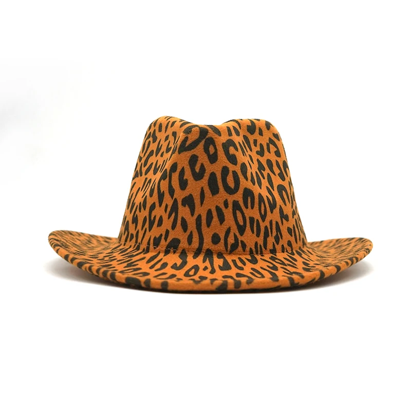Шляпа-трилби для мужчин и женщин фетровая шляпа с широкими полями леопардовым