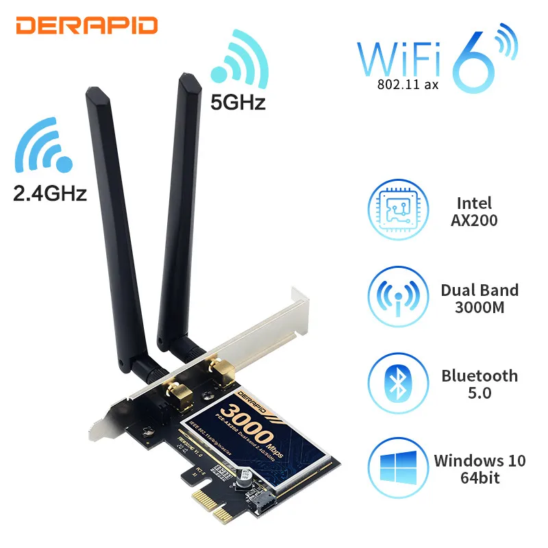 Беспроводной Адаптер 2 4 Гбит/с Gigabit PCIe Wi Fi 6 AX200 карта PCI E 1X двухдиапазонный 2974