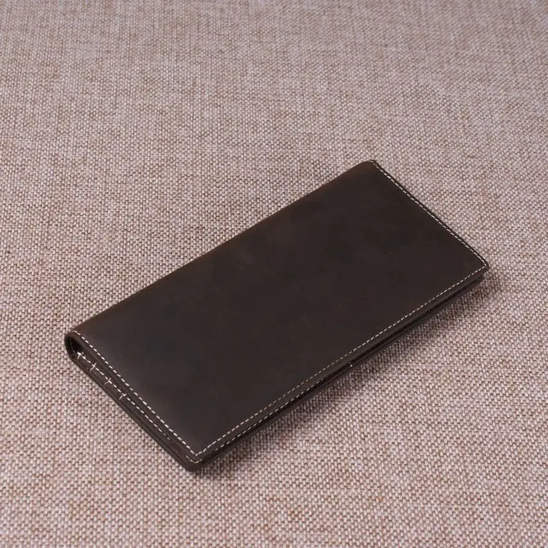 

New Style Men's Women's Long Suit Wallet Genuine Leather Clutch Bag Handmade Card Bit More Wallet