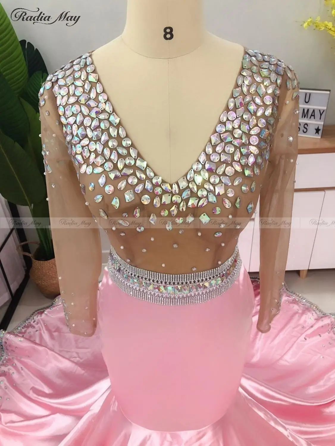 Роскошные Стразы Кристальные белые платья русалки для выпускного вечера с