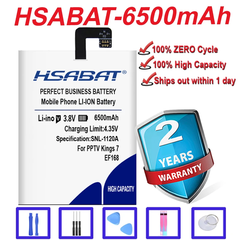 HSABAT 100% новый Топ бренд 6500 мАч EF168 Аккумулятор для PPTV Kings 7 king 7S King7 PP6000 Бесплатная