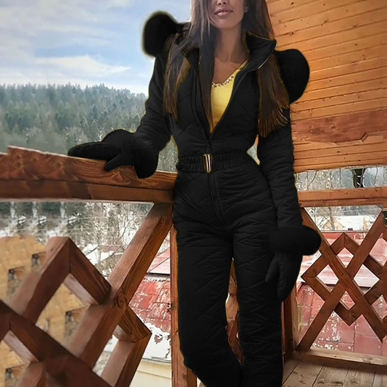 

Woman One Piece Ski Jumpsuit Casual Thick Winter Warm Woman's Snowboard Skisuit Outdoor Sports Skiing Pant Set Zipper Ski Suit