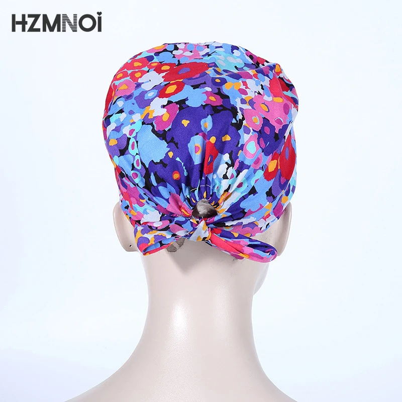 Удобный впитывает пот абсорбент медсестра Печати Регулируемый скраб шапка