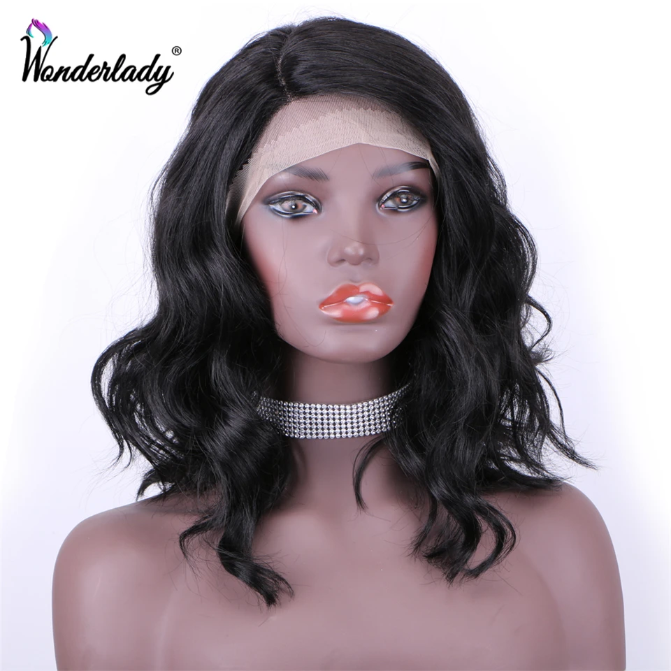 WonderLady короткий волнистый кружевной передний парик 1B розовый светлый