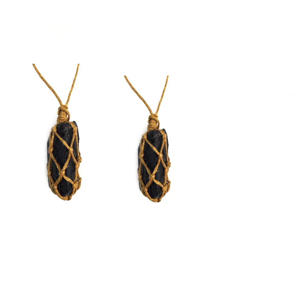 

2pcs Natural Black Tourmaline Natural Stone Pendants Reiki Bead Pendant Raw Chakra Healing Energy Stone Wire Wrapped Jewelry