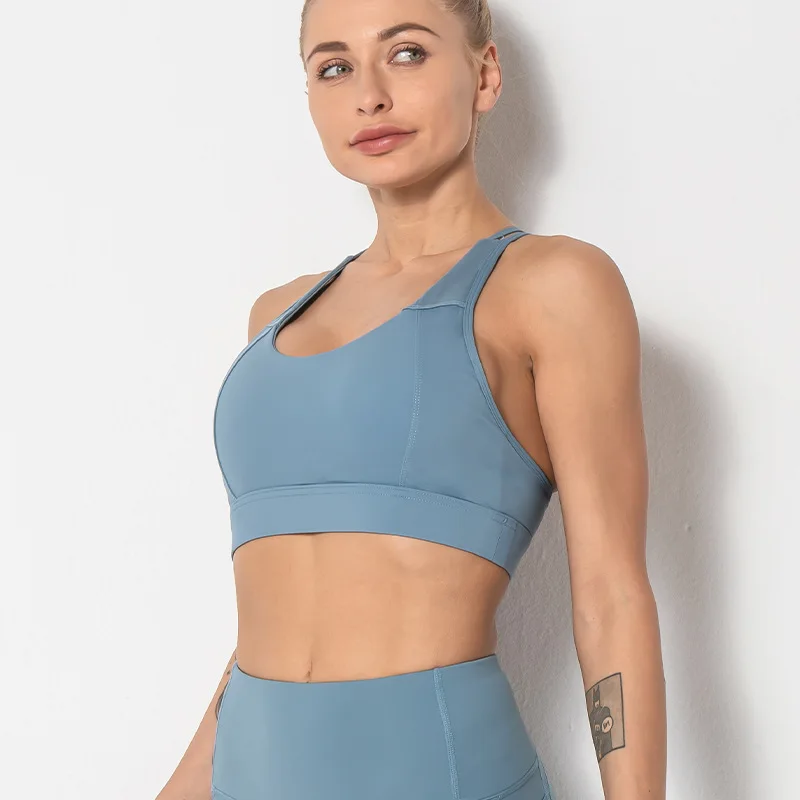 

New Sport Bra Breathable Shockproof Mesh Stitching Slim Nice Back Fitness Underwear Women Push Up Comfortable Sexy Gym Yoga Vest
