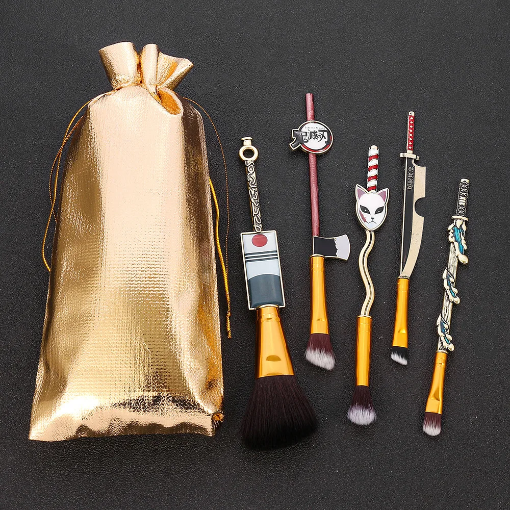 

Anime Demon Slayer Kamado Tanjirou Kamado Nezuko Cosplay Aluminum Alloy Cosmetic Brush Same Style Gift 13.5-16.6CM