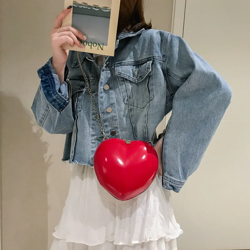 

Cute Mini Heart Purses And Handbags Women Red Pink Silver Shoulder Bags With Chain Heart Crossbody Bag For Women New 2022