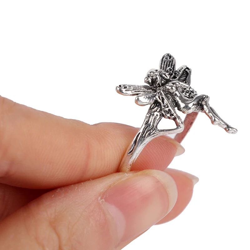 

Vintage Silver Plated Angel Wings Ring Gothic Steampunk Anniversary Ring