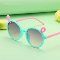 fashion plastic oval children sunglasses cute rat ears for boys girls retro vintage gradient kids sun glasses uv400