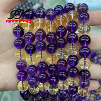 natural clear purple amethysts citrines quartz beads round beads 6 8 10 mm for jewelry making diy bracelets necklace 15 strand