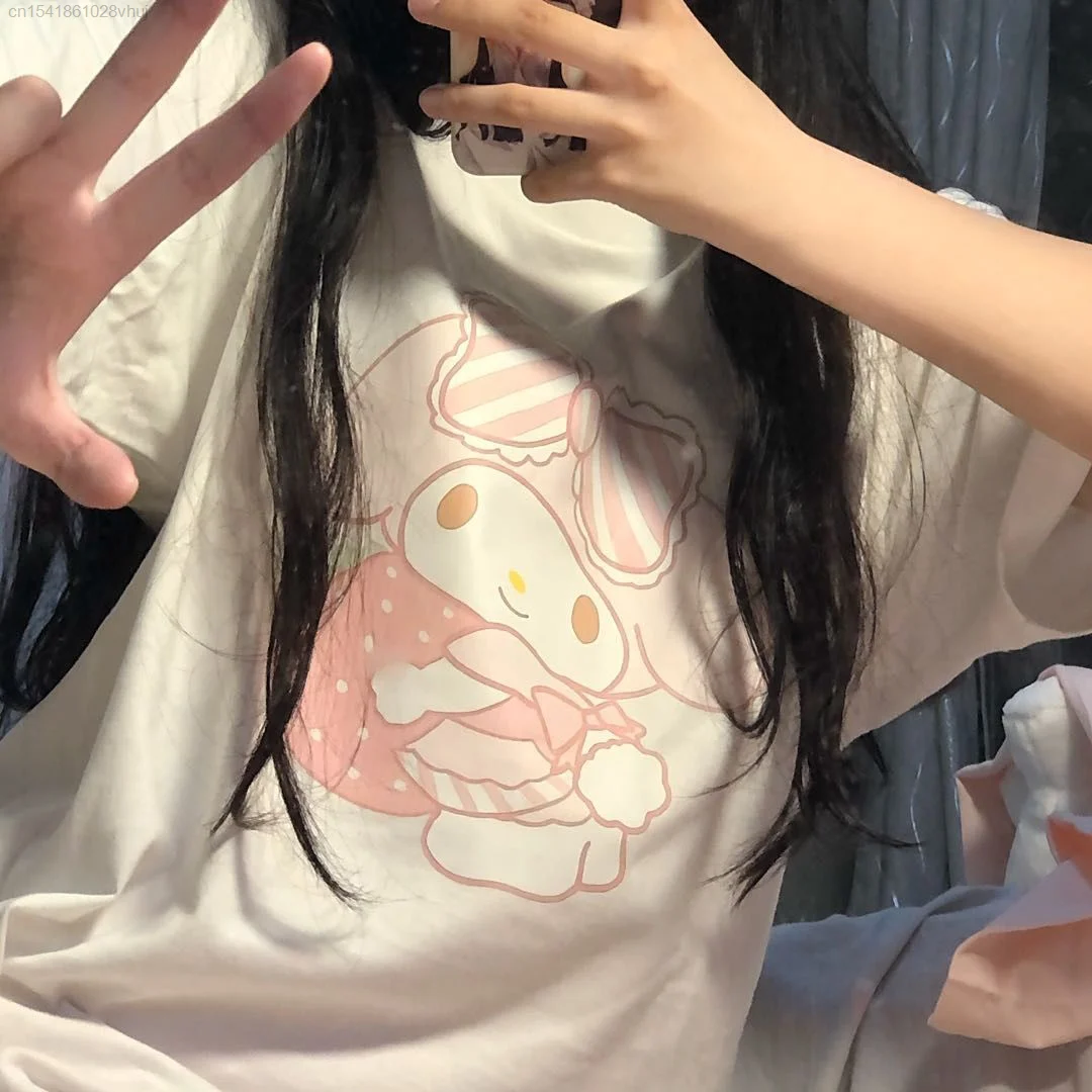 Милая 2021 Kawaii Футболка Топ свободная хлопковая женская Y2k футболка мой