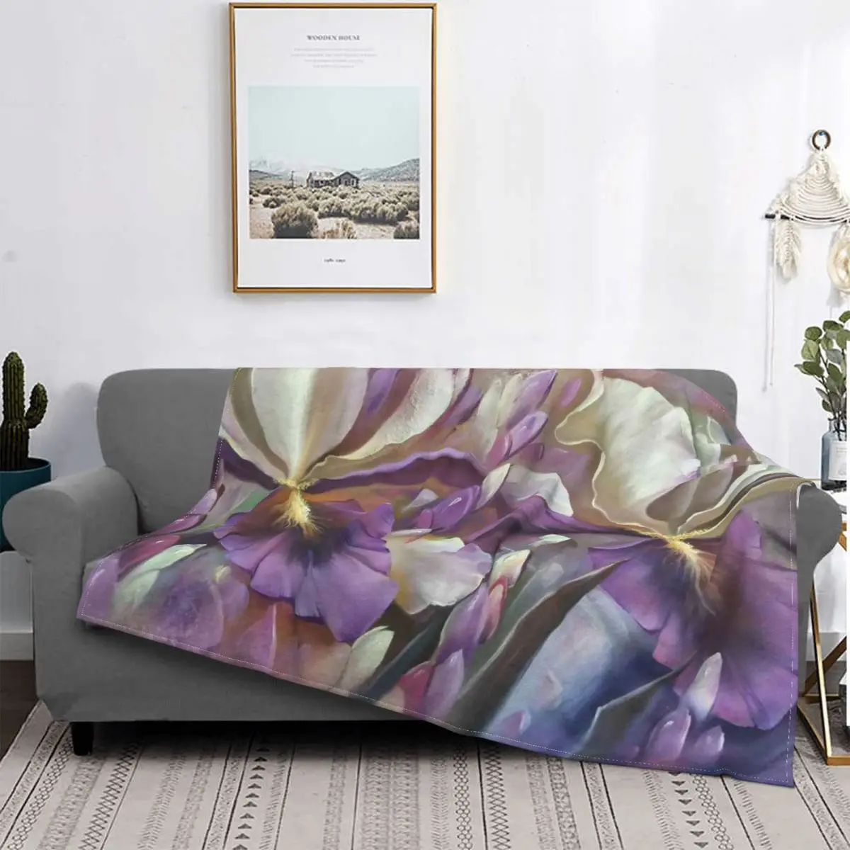 

Botanical Wildflower Blanket Flower Plaid Stitch Soft Breathable Flannel Throw Blankets For Couch Home