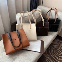 Fashion Large Capacity Handbags PU Leather Solid Color Hand Bags Women 2021 New Simple Shoulder Bags Casual Big Womens Handbag