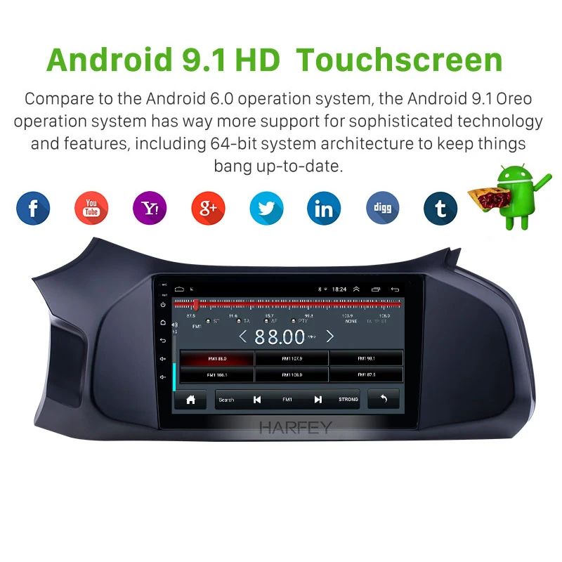 Harfey Android 9.1 9 inch Car radio for 2012-2019 Chevy Chevrolet Onix Support SWC Carplay DVR 3G Network Multimedia player | Автомобили и