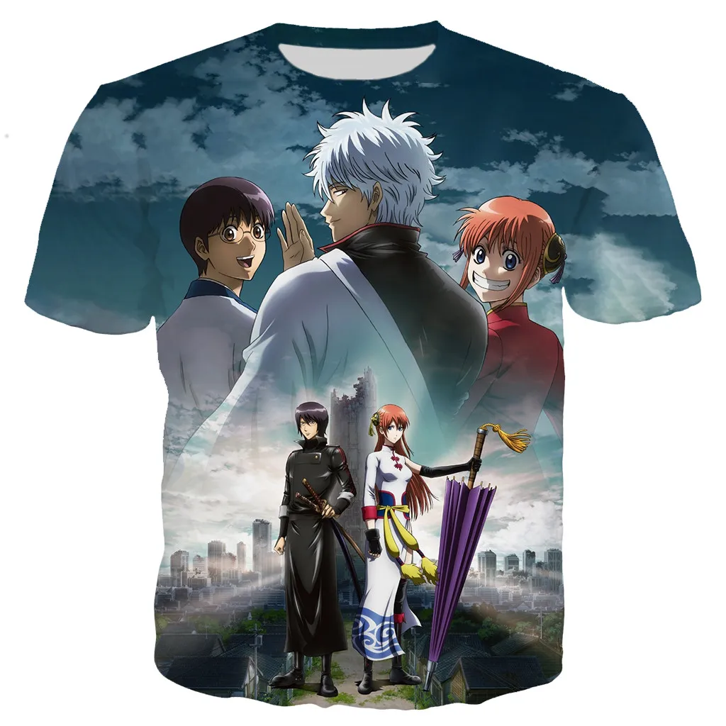 Лидер продаж 2021 Классическая футболка с 3D принтом аниме Gintama модная в стиле