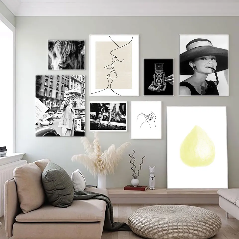 

Плакат для фотосъемки известного человека, Картина на холсте со звездами и фильмами, Настенная картина с Белой и Черной Камерой для гостино...