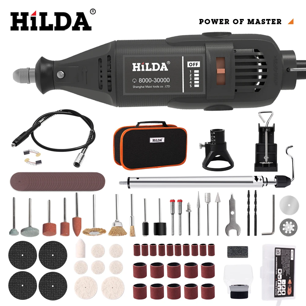 HILDA Electric Drill Grinder Engraver Pen Grinder Mini Drill Electric Rotary Tool Grinding Machine Accessories