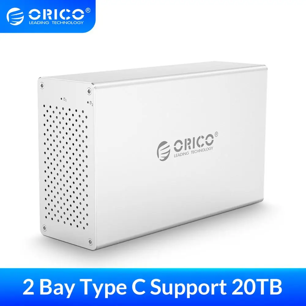 Корпус для жёсткого диска ORICO 2 Bay 3 5 дюйма USB C 20 ТБ|Корпус жесткого диска| |