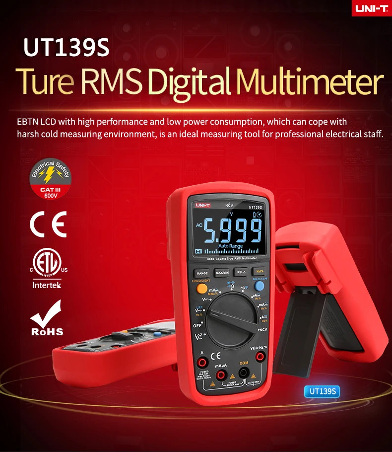 UNI-T UT139S True RMS цифровой мультиметр Температурный Зонд LPF pass LPF(фильтр низких частот) функция